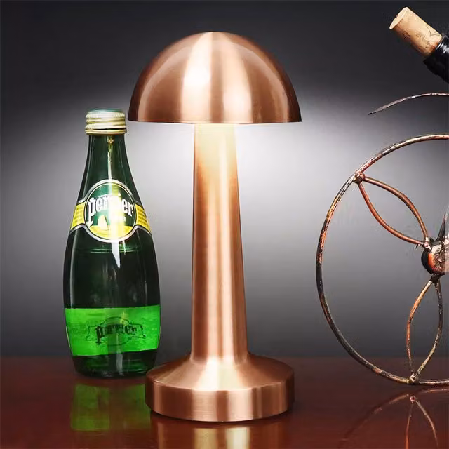 Livingandhome Rechargeable Mushroom Shape LED Desk Lamp in Gold/Brass/Copper