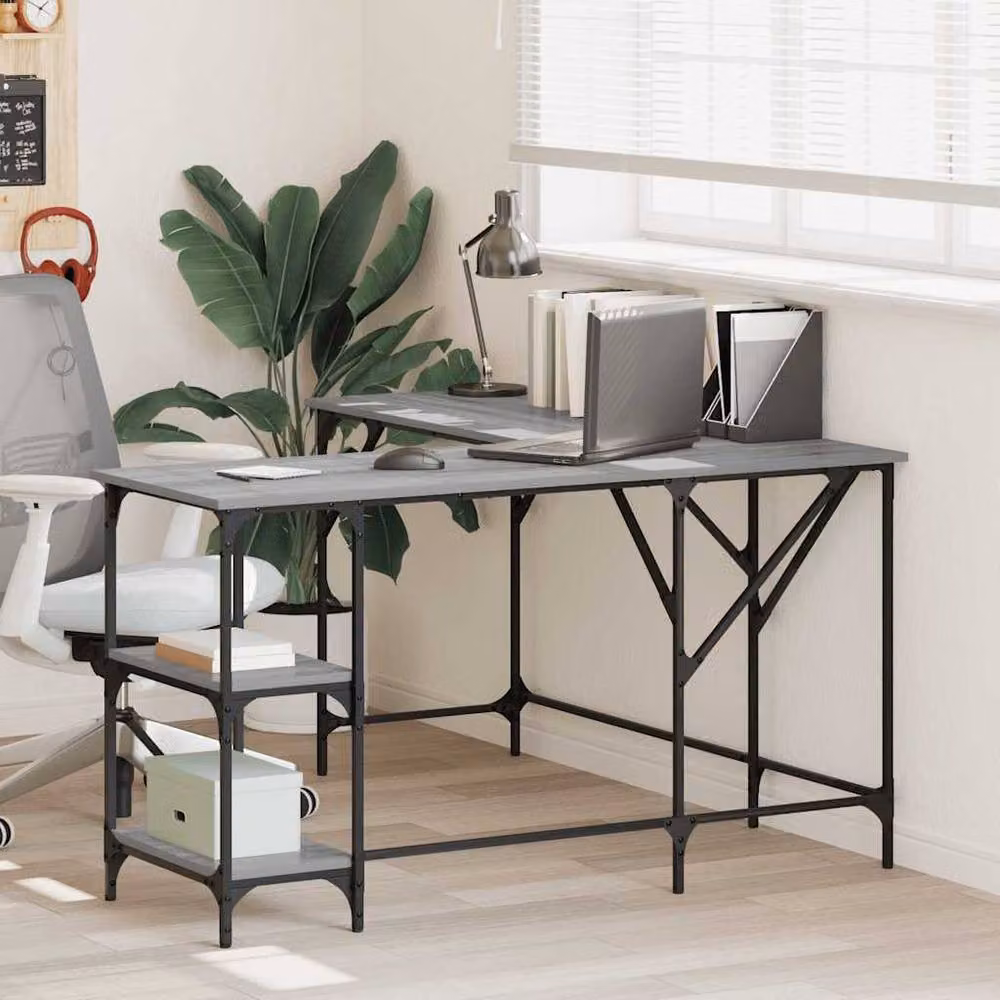Berkfield Home Decorative Desk in Grey Sonoma, W/D/H: 139 x 139 x 75 cm – 1