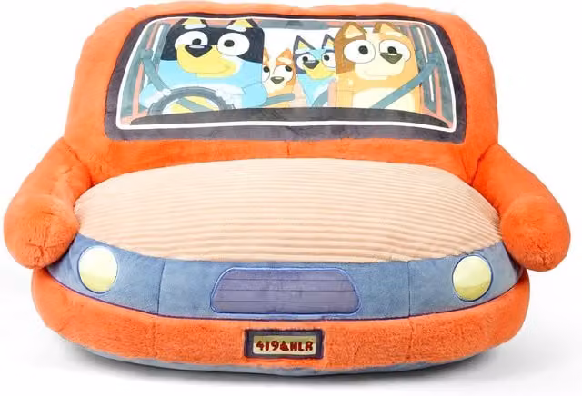 Bluey & Bingo Kids Plush Sofa Chair with Sunglasses Design in Blue and Orange, W: 70 cm, H: 80 cm, D: 90 cm