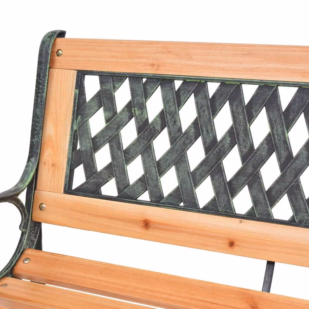 Berkfield Home Garden Bench in Brown, Made of Cast Iron and Solid Wood, Width: 116 cm – 4