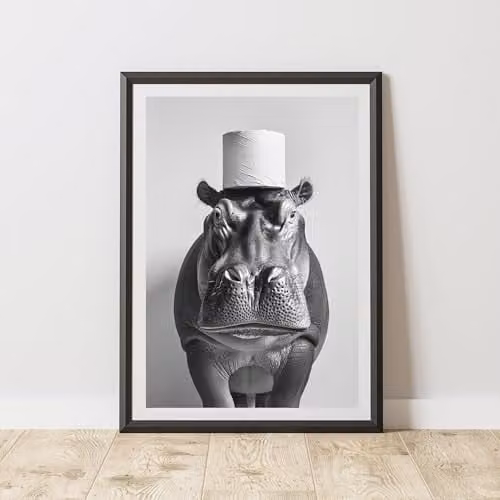 60 Second Makeover Hippo Toilet Roll Animal Print Paper Poster, A3