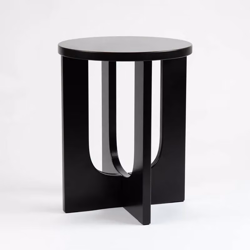 Scottish Everlastings Ltd Black Round Matt Side Table W/D/H: 40 x 40 x 50 cm – 2