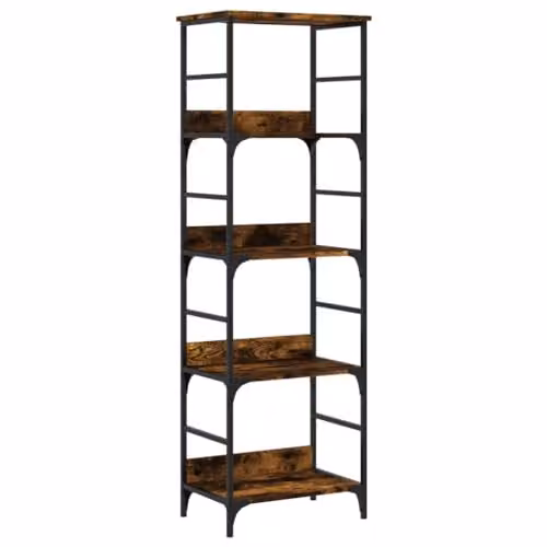 vidaXL Industrial Bookshelf in Smoked Oak, W: 50 cm, D: 33 cm, H: 153 cm