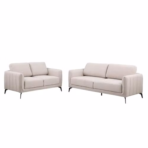 More4Homes Oslo Scandinavian Style Fabric 2 and 3 Seater Sofa Set in Beige