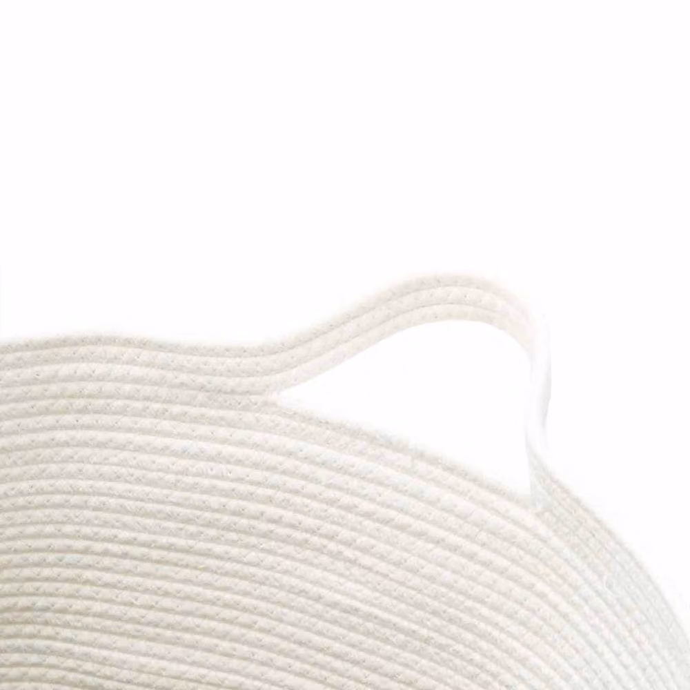 Berkfield Black and White Open Weave Cotton Storage Basket with Handles W: 49 cm, H: 65 cm – 4