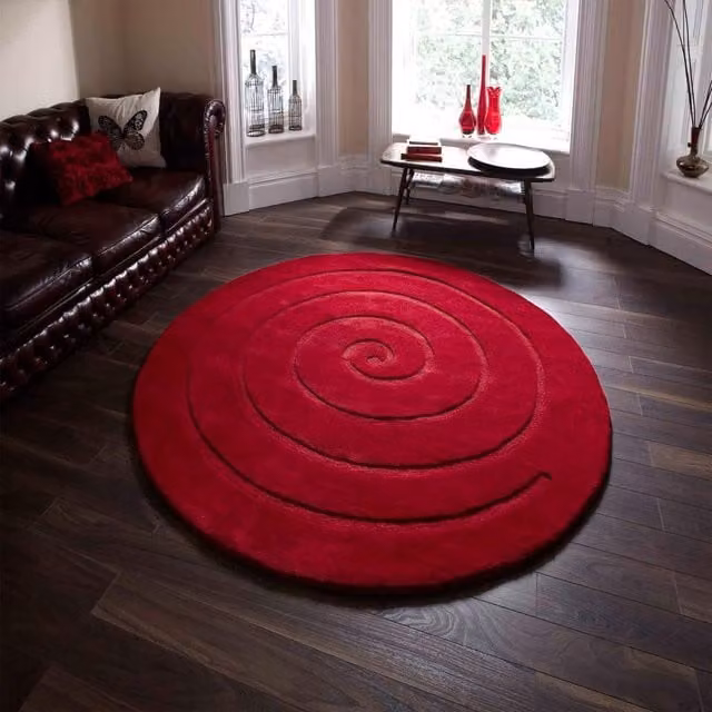 The Rug Shop UK Red Handmade Geometric Round Wool Rug, Diameter: 180 cm – 1