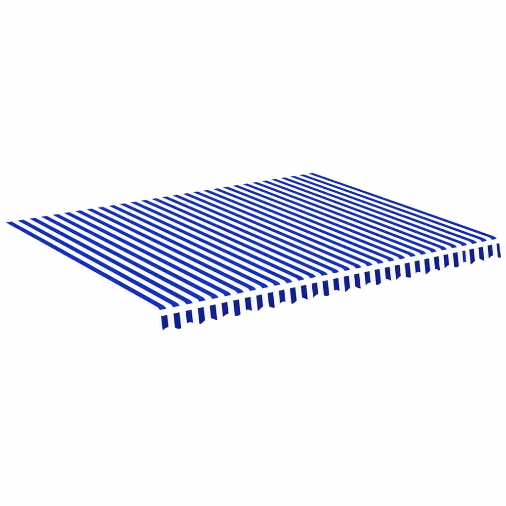 Berkfield Home Replacement Awning Fabric in Blue and White, Polyester, W: 4.5 m, D: 3.5 m – 2