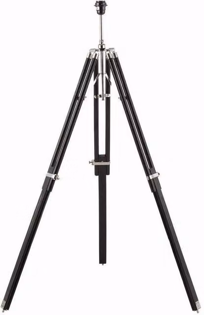 Netlighting Industrial Tripod Floor Lamp with Dark Wood Legs and Bright Nickel Plate in Grey