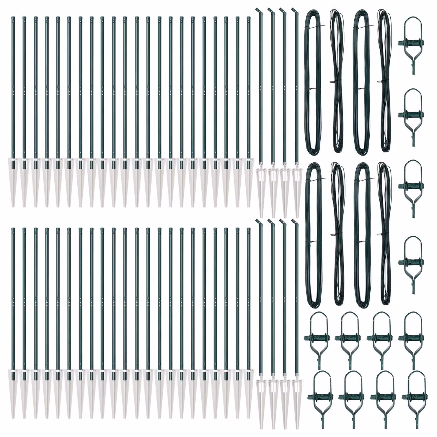 Berkfield Home Galvanised Steel Round Fence Posts with Spike, Green, 52 Pieces, Height: 170 cm, Diameter: 32 mm – 2