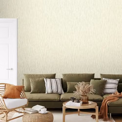 Rasch Rosalie Plain Stripe Texture Effect Wallpaper in Green