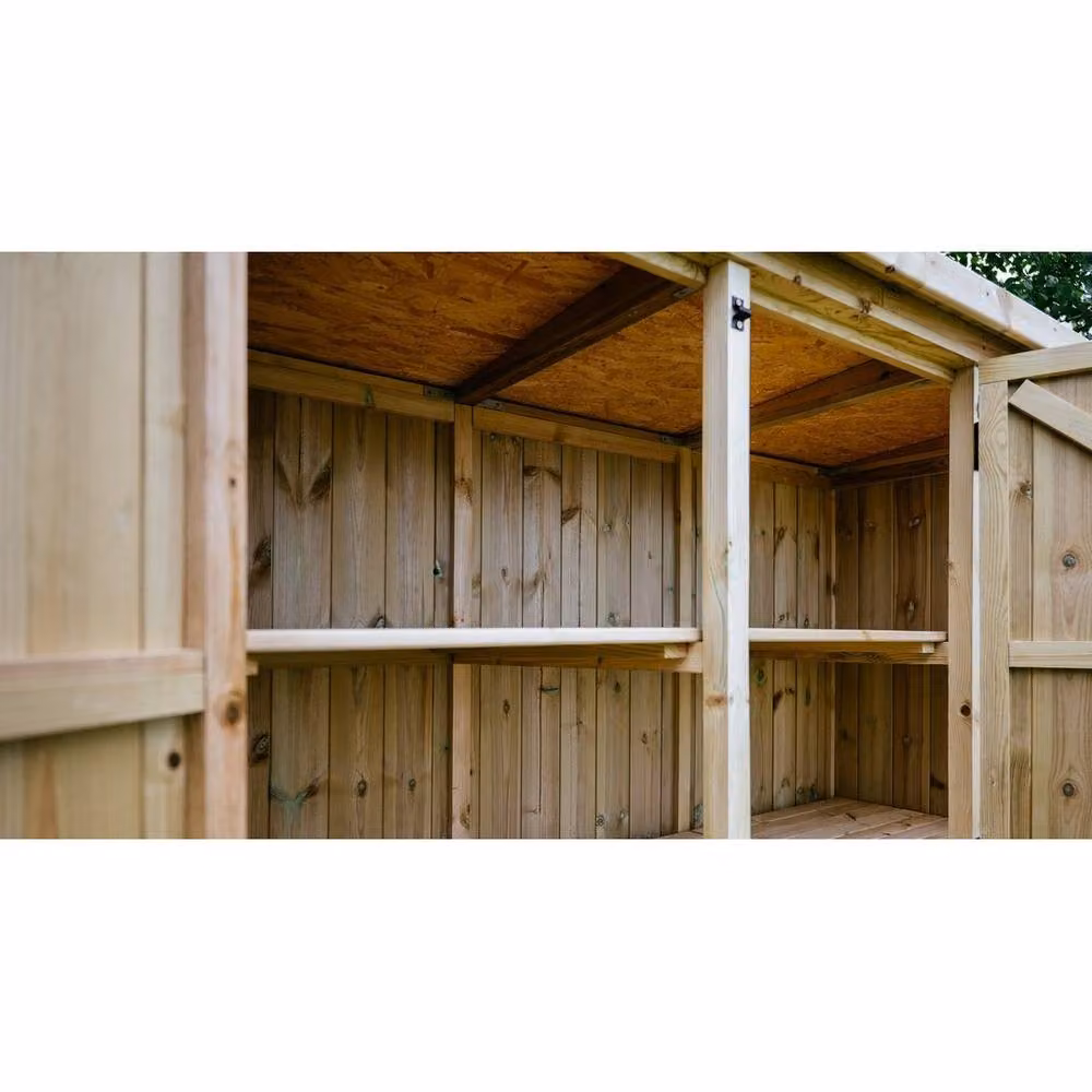 The Garden Village Mitton Large Timber Garden Store in Natural Wood, W227 x D96 x H123 cm – 3