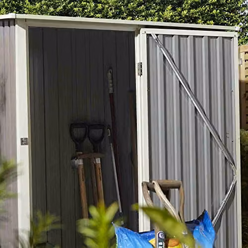 Rowlinsons Trentvale Metal Pent Shed in Grey, W: 143 cm, D: 89 cm, H: 186 cm – 2