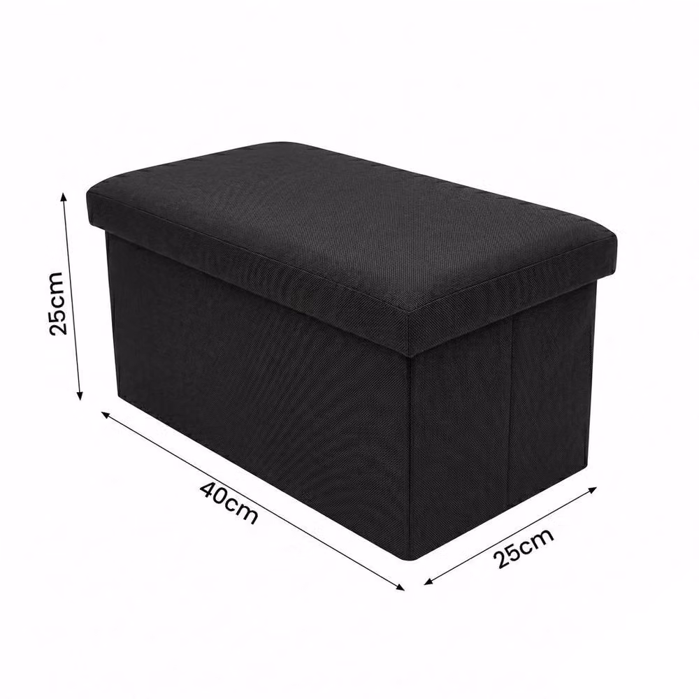 EONLION Black Folding Large Ottoman Box Storage Seat Stool and Toy Chest – 2