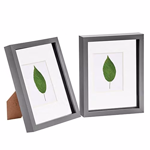 Nicola Spring 3D Shadow Box Photo Frames, Pack of 2, White and Grey, Rectangular Modern Design