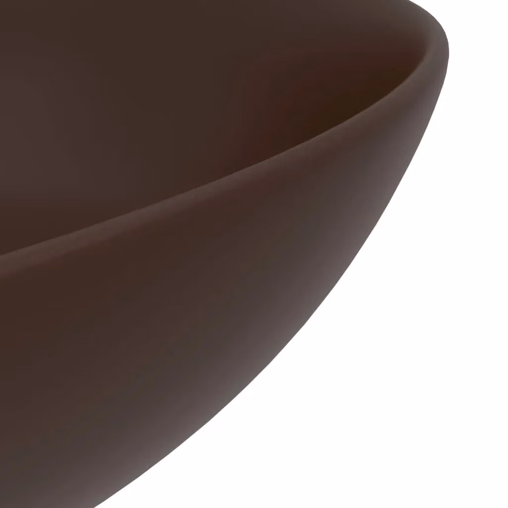 Berkfield Home Round Ceramic Countertop Bathroom Sink in Dark Brown – 4