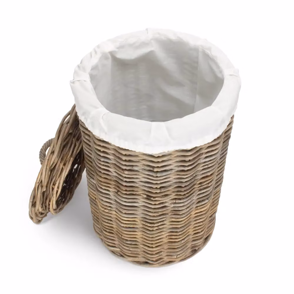 Red Hamper Round Rattan Laundry Basket with Removable White Cotton Lining in Natural, W/D/H: 33.0 x 50.0 x 33.0 cm – 2