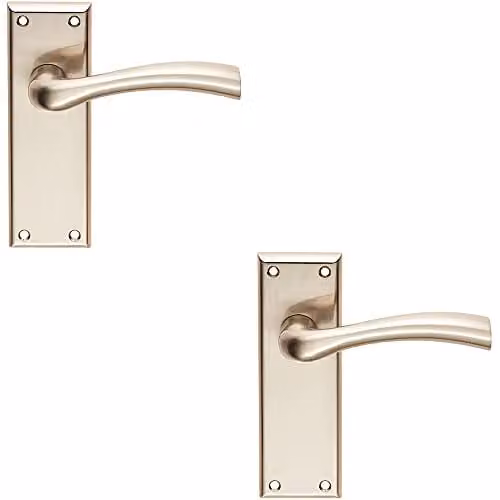Loops 2 Pack Chunky Curved Tapered Handle on Latch Backplate, Brushed Satin Nickel, W: 150 mm x H: 50 mm