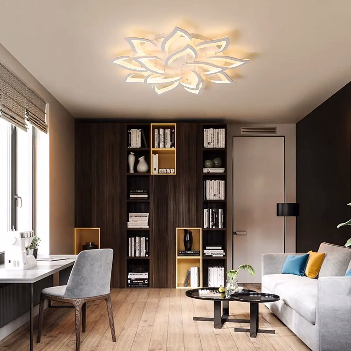 Garwarm Dimmable LED Flush Mount Ceiling Light with Remote Control in White – 4