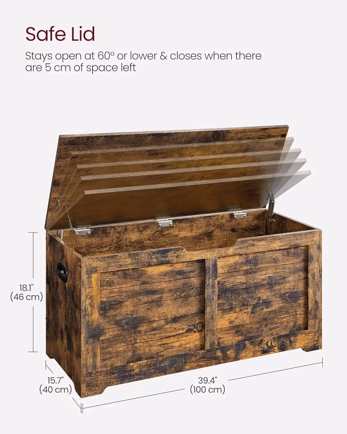 VASAGLE Large Farmhouse Storage Bench and Blanket Box Chest in Brown – 2