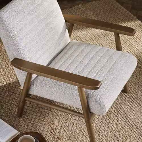 Julian Bowen Ivy Sand Fabric Armchair with Brown Wood Legs, W/D/H: 76 x 66 x 76 cm – 3