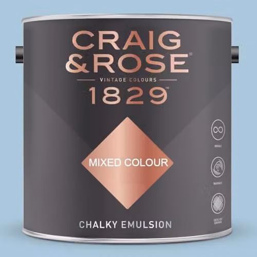 Craig & Rose 1829 Chalky Emulsion Matt Paint in Fresco Blue, 2.5 l