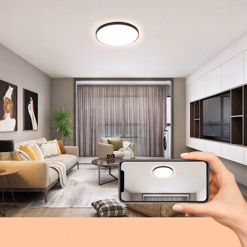 COMELY 24W Round LED Ceiling Light in Black, IP44 Rated for Bathroom Use – 4