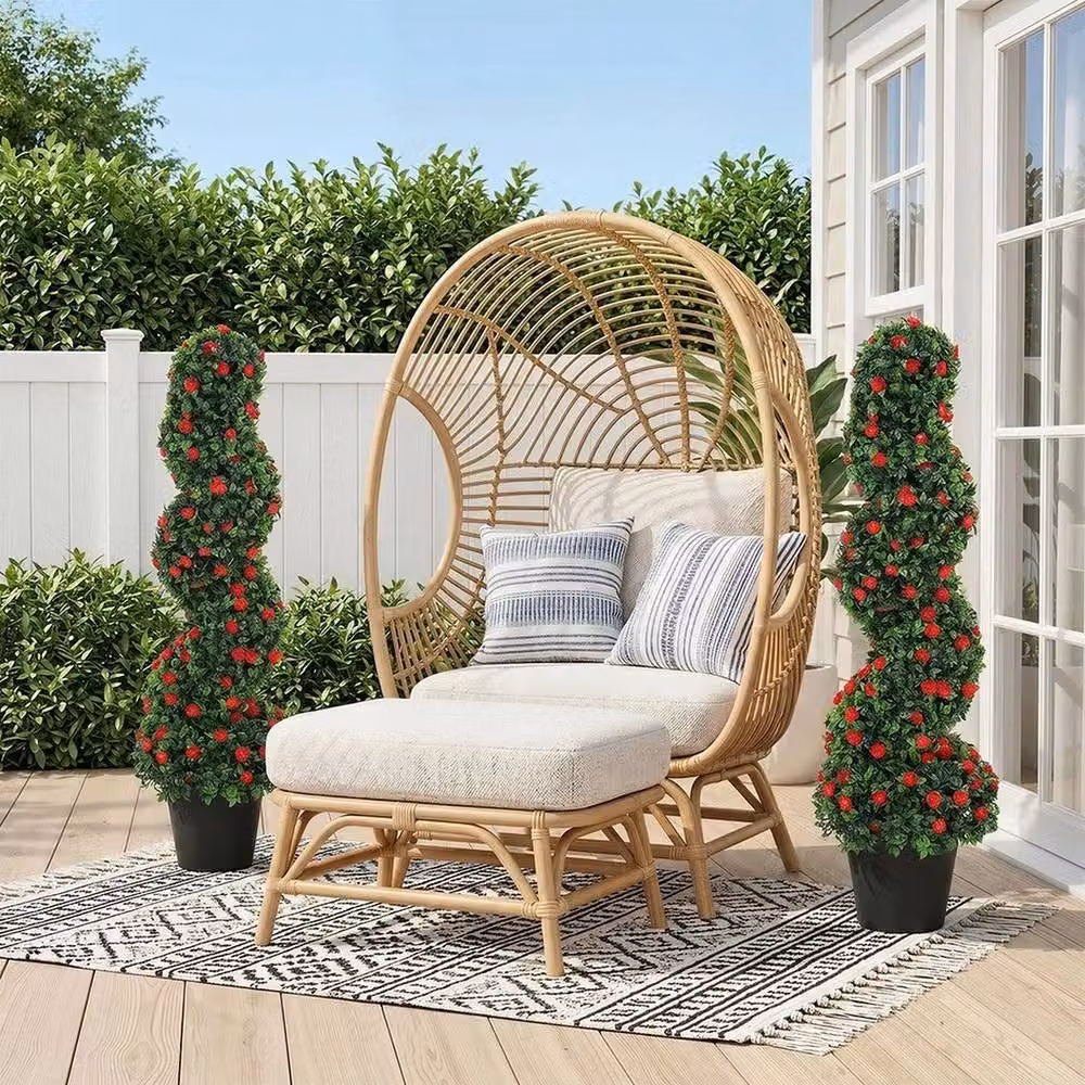 NESTLUNE Red Artificial Rose Topiary Tabletop Tree – 4