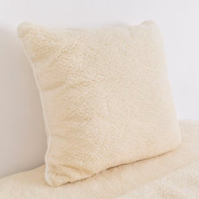 Native Natural Allergy Friendly Merino Wool Square Cushion in Beige and Orange