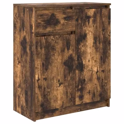 vidaXL Modern Sideboard with Drawer in Smoked Oak Brown, W/D/H: 71 x 35 x 84 cm – 1