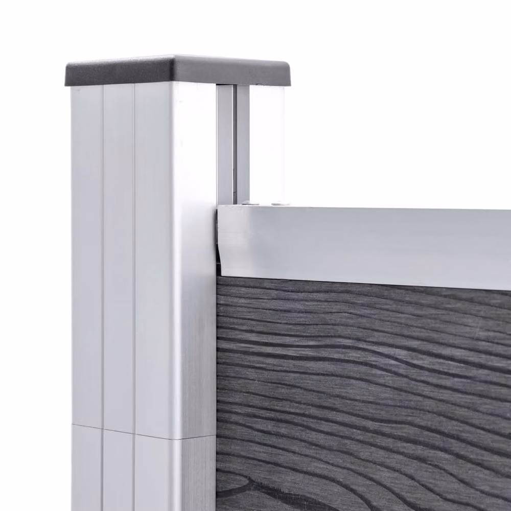 Berkfield Home Garden WPC and Aluminium Fence, Grey, W: 353 cm, H: 186 cm – 4