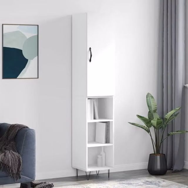 Berkfield Home White Highboard with Hinged Doors and Internal Shelves, W/D/H: 34.5 x 34.0 x 180.0 cm – 1