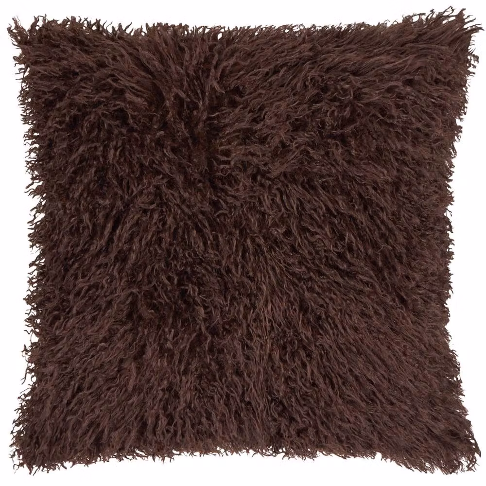 Furn Rowan Faux Fur Square Cushion in Brown, W x D: 50 x 50 cm – 2