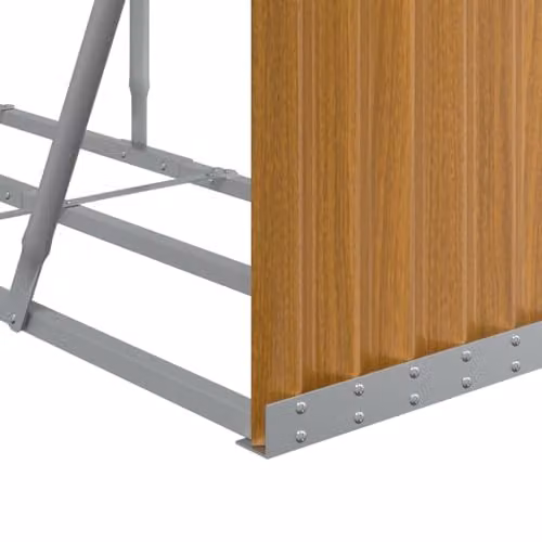 vidaXL Log Holder in Brown Wood Look, Galvanised Steel, W/D/H: 300 x 45 x 100 cm – 3