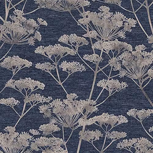Graham & Brown Boutique Sapphire Serene Seedhead Floral Wallpaper in Blue