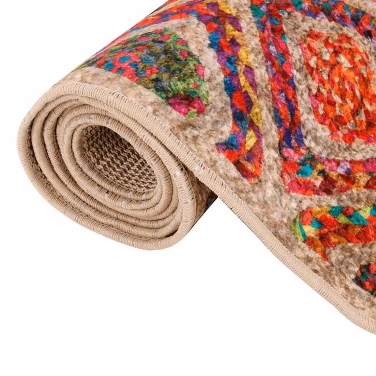 Berkfield Home Washable Multicolour Round Anti Slip Rug