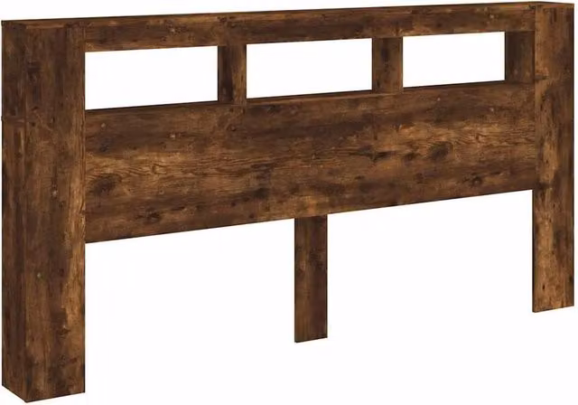 Berkfield Home LED Headboard in Smoked Oak, Brown, W: 200 cm, H: 103.5 cm, D: 18.5 cm – 1