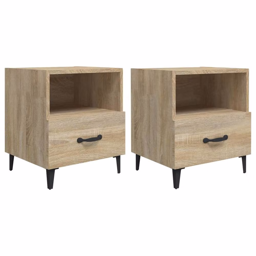 Berkfield Home Elegant Bedside Cabinets, 2 Piece Set in Sonoma Oak Light Brown, W/D/H: 47.5 x 35.0 x 40.0 cm – 3
