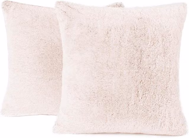 OHS Pack of 2 Teddy Marl Square Cushion Covers in Pink