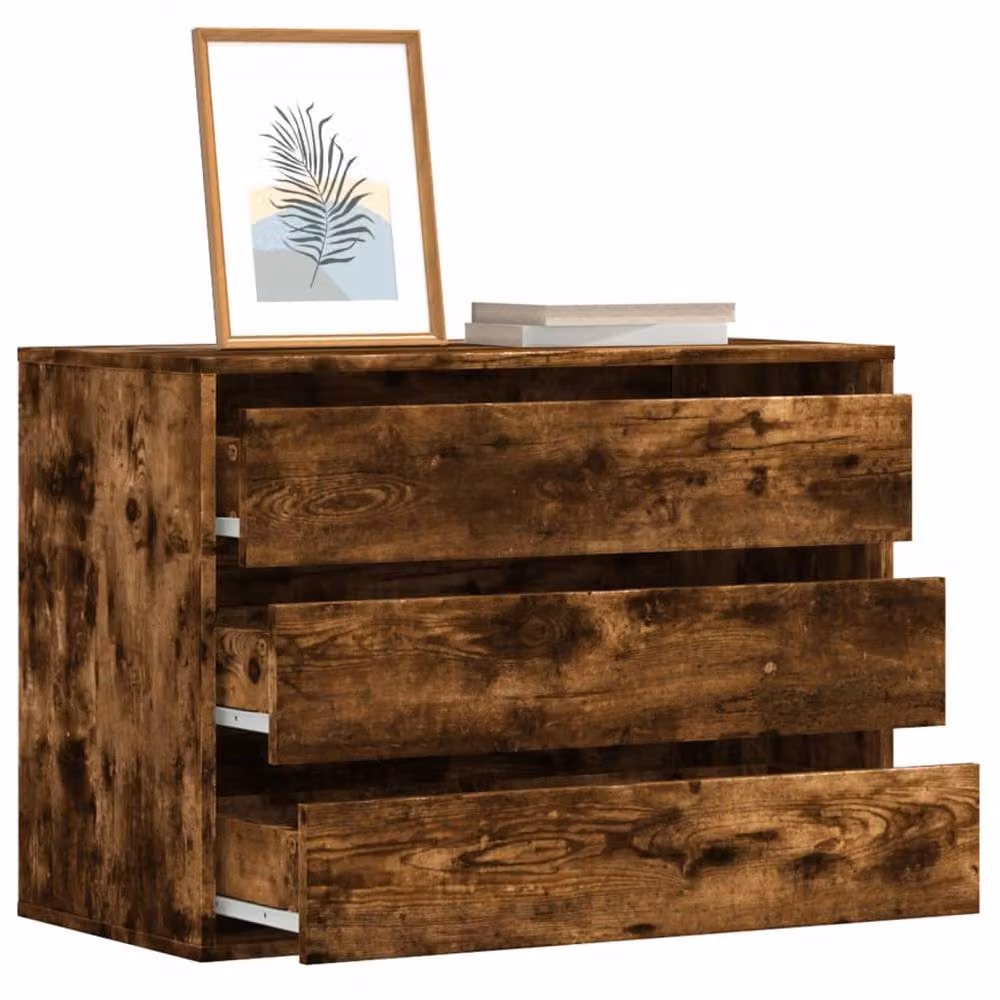 Berkfield Home Corner Chest of Drawers in Smoked Oak Brown, W/D/H: 80 x 41 x 58 cm – 2