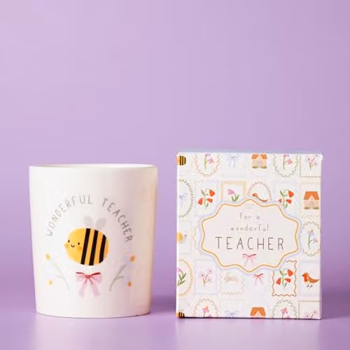 Celebrations Thank You Teacher Ceramic Candle, White, 190g – 2