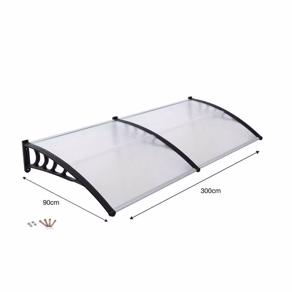 NESTLUNE White Front Door Awning Lean-To Porch Rain Cover W: 90 cm, D: 100 cm, H: 100 cm