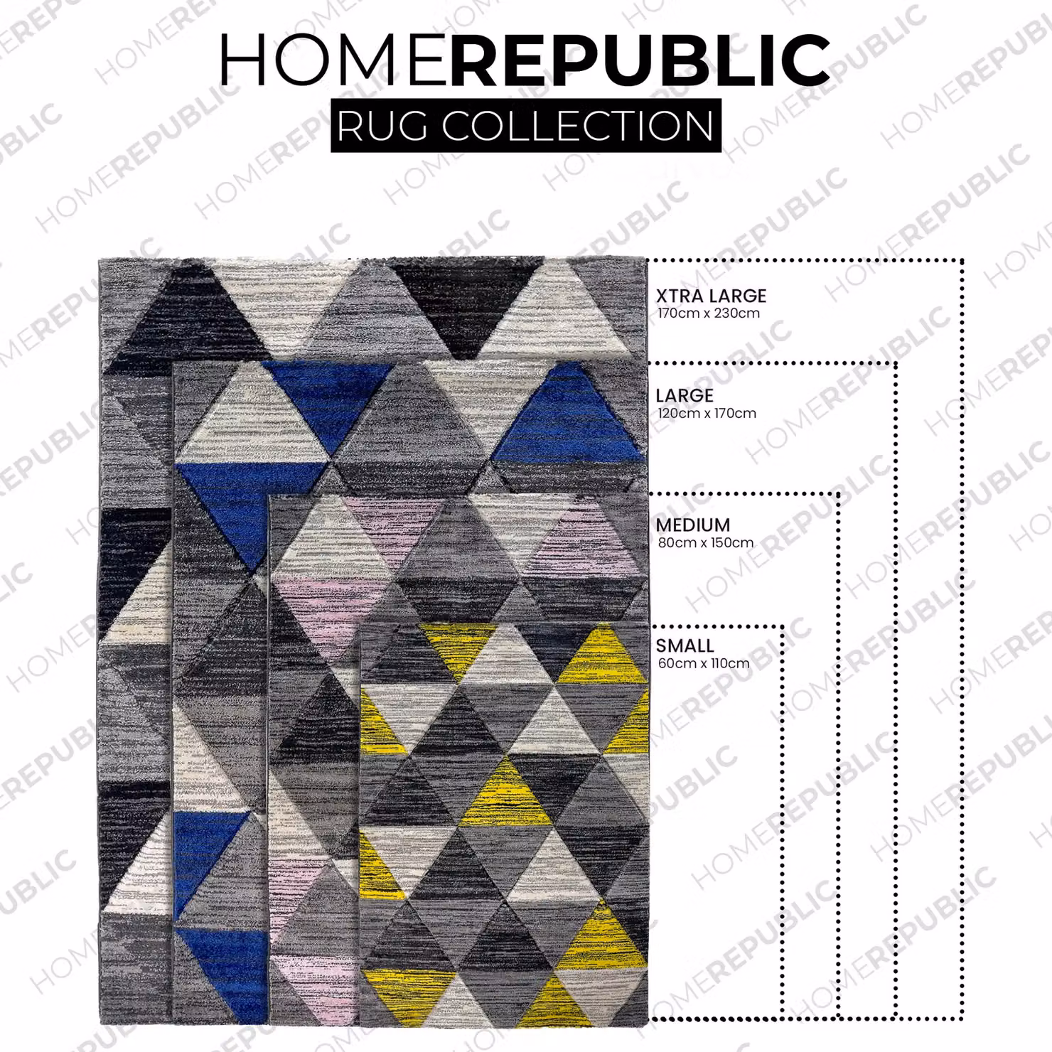 Home Republic Vision Geometric Carved Rug in Blue, W: 80 cm, L: 150 cm – 4