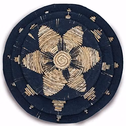 KDMD Set of Three Black Seagrass and Rattan Boho Wall Art Bowls