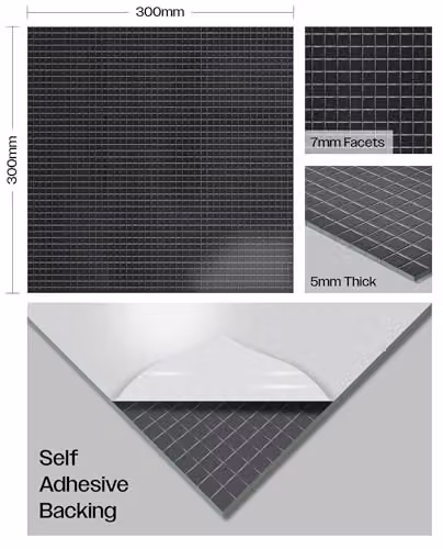 FX Lab Adhesive Geometric Glass Mirror Sheets with 7mm Facets in Black – 2