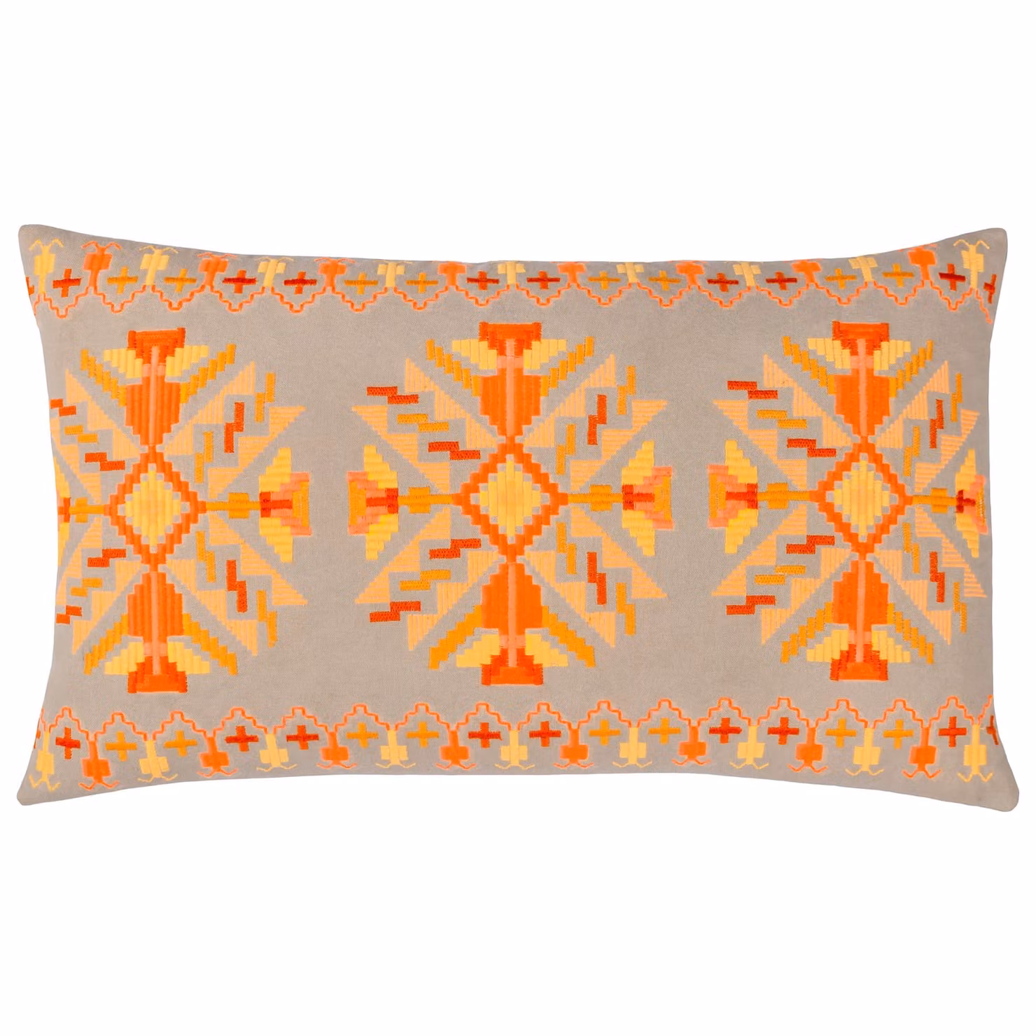 Furn Kalina Orange Graphic Ethnic Rectangular Cotton Cushion – 2