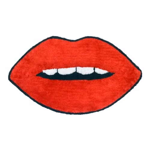 Mooky Mats Lips Shaped Non-Slip Bath Mat in Red and Black, W: 50 cm, D: 90 cm – 1