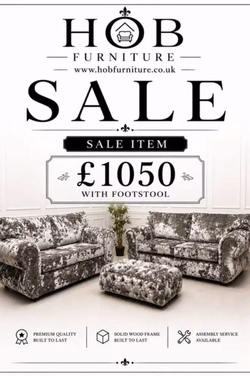 HOB Furniture Lustro Velvet 3+2 Sofa Set in Grey – 2