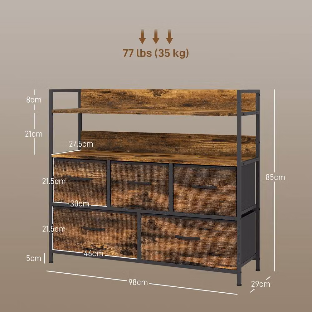 STILVORA Industrial Chest of Drawers with Fabric Drawers in Rustic Brown – 2