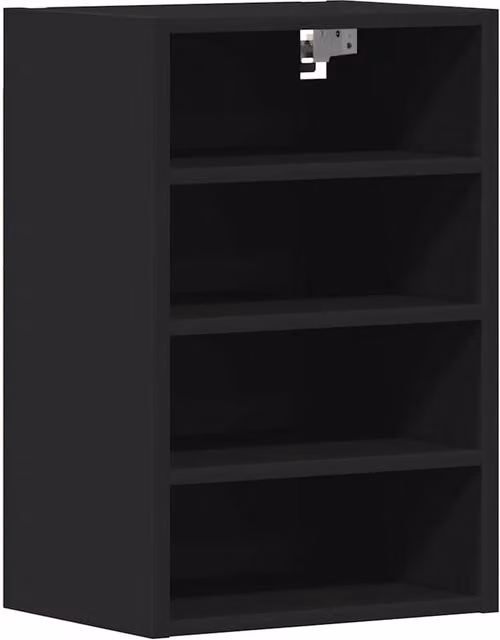 Berkfield Home Black Wall Mounted Hanging Kitchen Cabinet with Hinged Doors and Open Shelf, W/D/H: 40 x 29.5 x 60 cm
