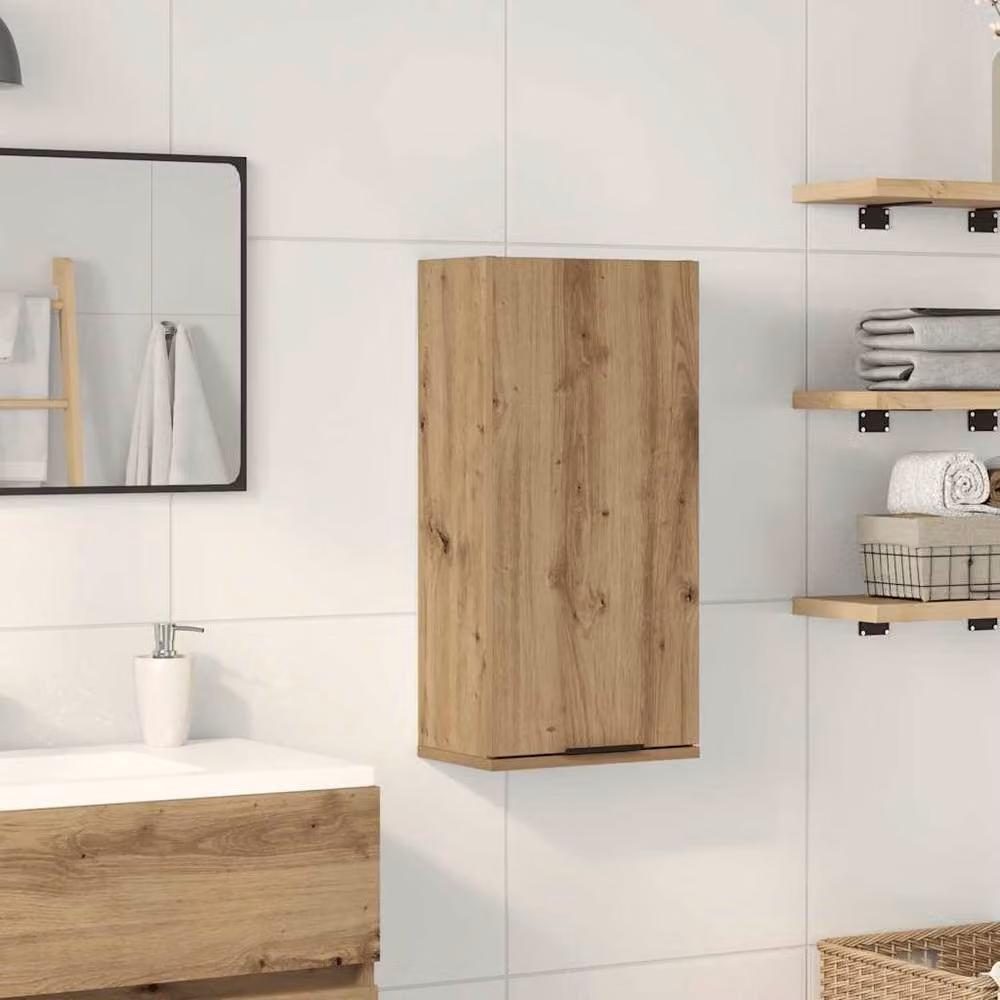 Berkfield Home Artisan Oak Wall-mounted Bathroom Cabinet, Brown, W/D/H: 32 x 20 x 67 cm – 2